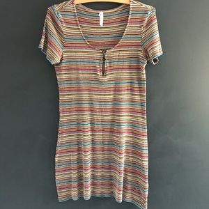 70s vintage zipper bodycon dress